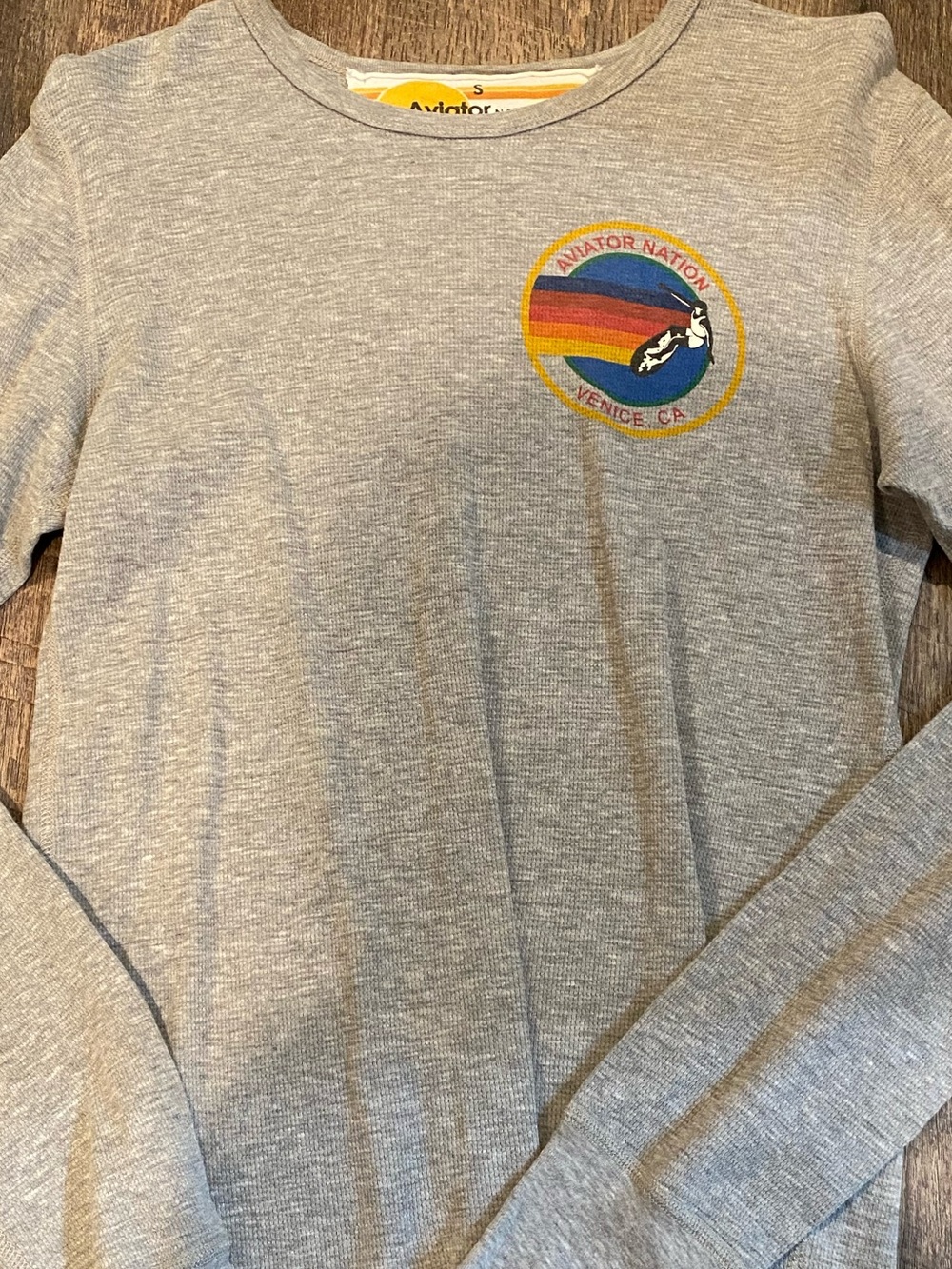 Aviator Nation Brooklyn Thermal Heather Grey size Small